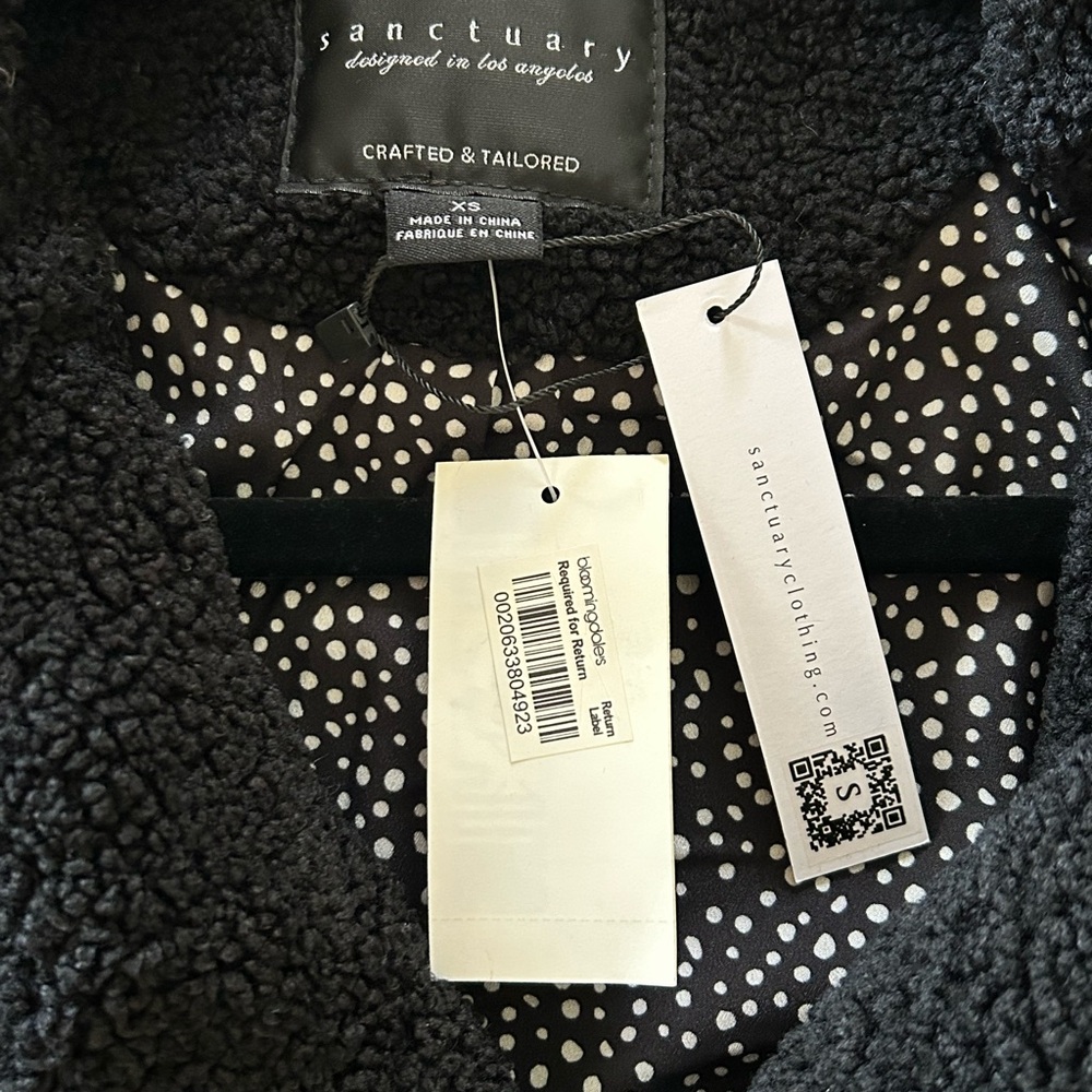 NWT Sanctuary Faux Fur Moto Jacket XS Black - Picture 10 of 15